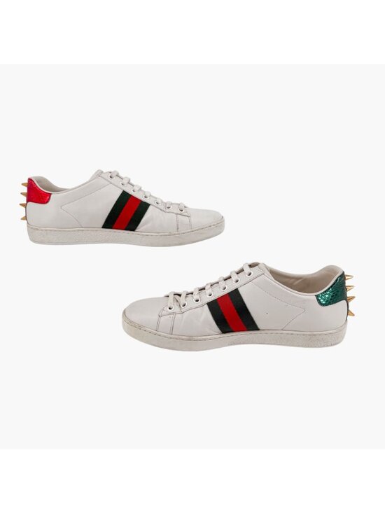 Gucci Pearl-Embellished Ace Sneakers White Leather Size 38.5 US 8.5 Women's - Picture 9 of 15